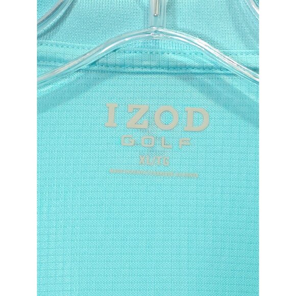 Izod Golf Aqua Blue Polo Shirt XL Ribbed Texture Mens Short Sleeve - Picture 4 of 12